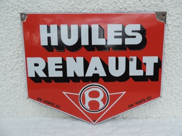Plaque émaillée HUILES RENAULT