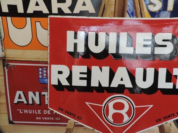 Plaque émaillée Huiles Renault