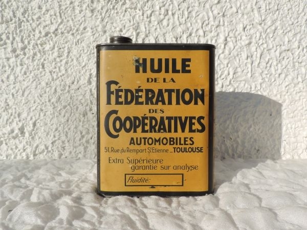 Bidon HUILE de la FEDERATION des COOPERATIVES AUTOS