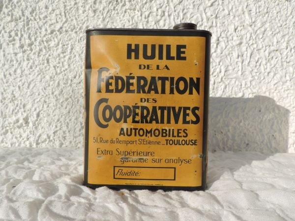 Bidon HUILE de la FEDERATION des COOPERATIVES AUTOS