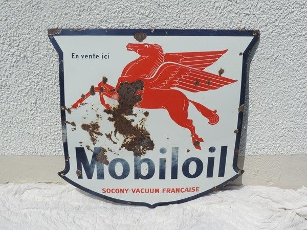 Plaque émaillée Mobiloil Pégase