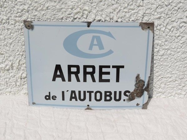 Plaque émaillée CA Arrêt Autobus
