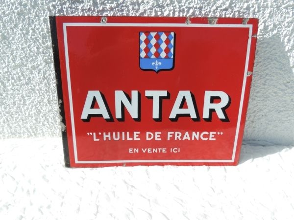Plaque émaillée drapeau Antar