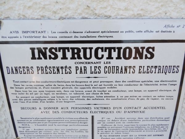 Plaque émaillée d'Instructions