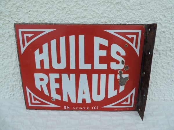 Plaque émaillée HUILES RENAULT