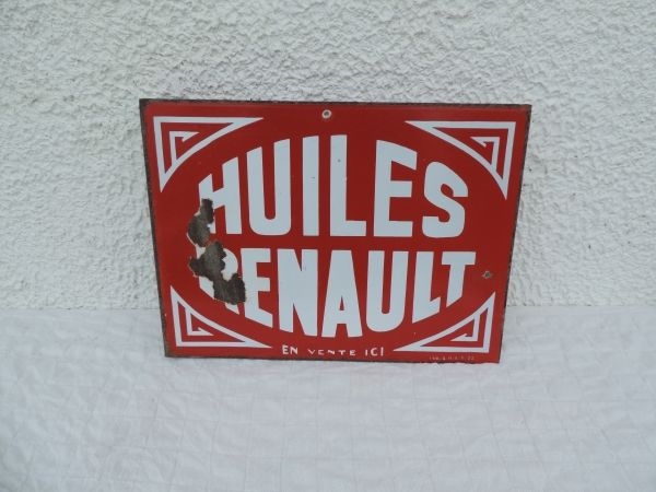 Plaque émaillée HUILES RENAULT